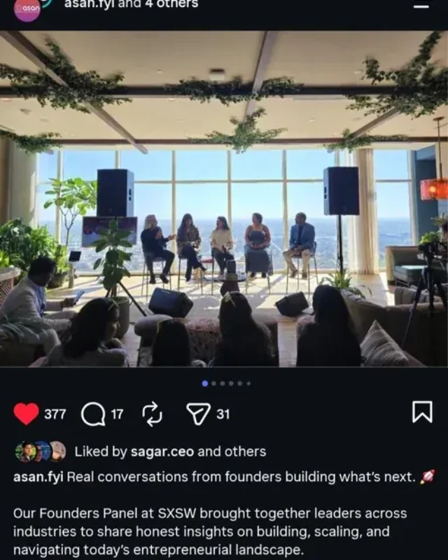 Instagram post from ASAN’s founders panel at SXSW