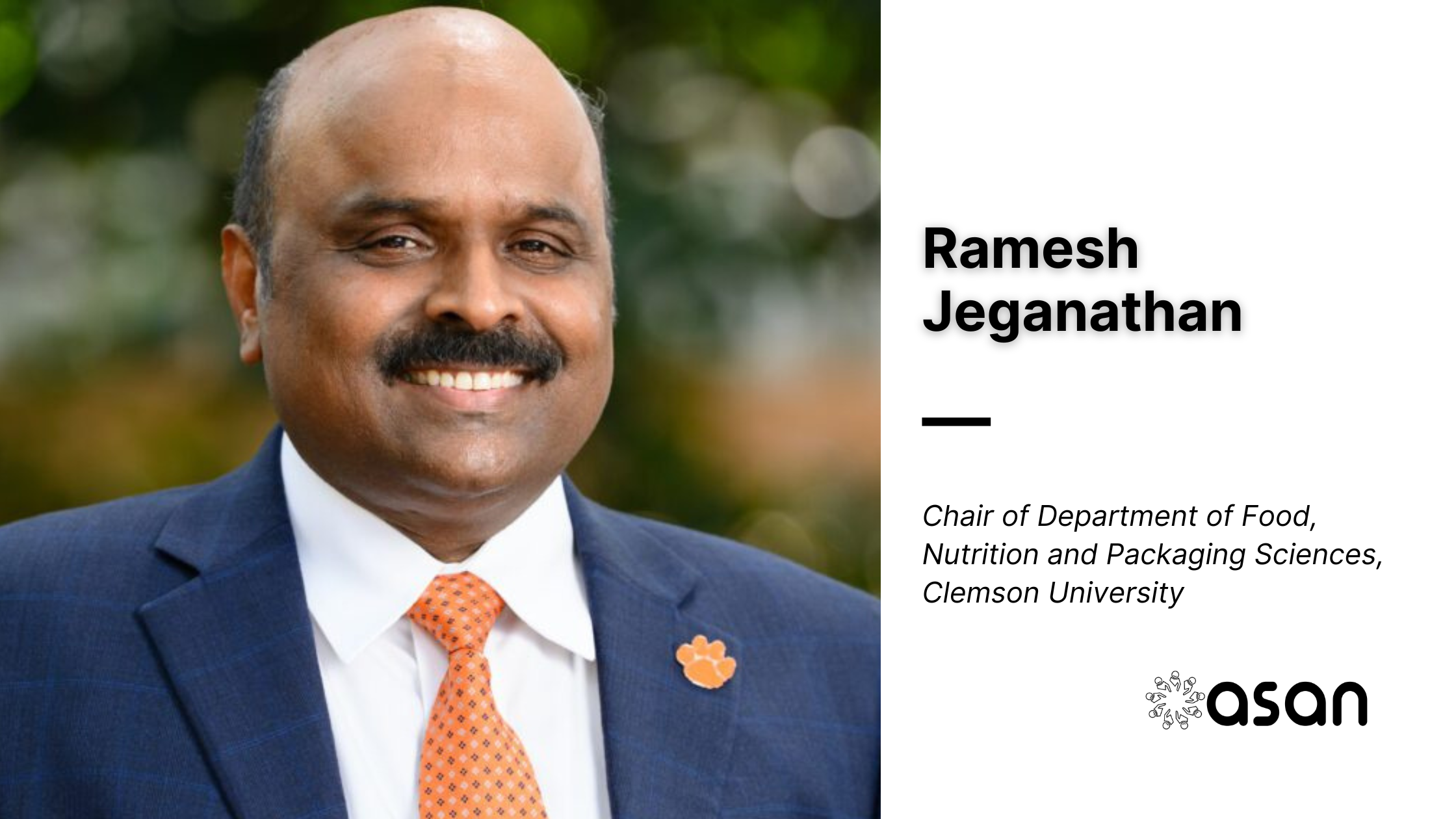 Clemson University names Ramesh Jeganathan chair of Food, Nutrition and Packaging Sciences